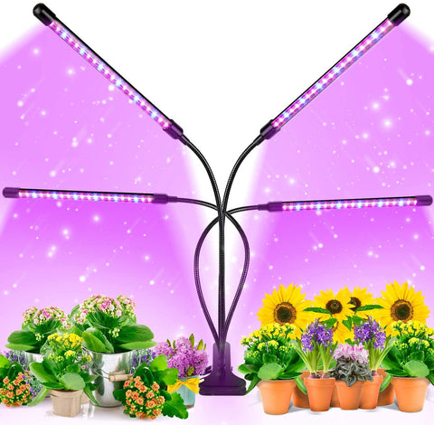 Grow Light, 80W Tri Head Timing 80 LED 9 Dimmable Levels Plant Grow Lights for Indoor Plants with Red Blue Spectrum, Adjustable Gooseneck, 3 9 12H Timer, 3 Switch Modes