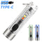 400 Lumens Type-C Rechargeable Transparent Keychain Flashlight with Ultraviolet Red and Blue Flash